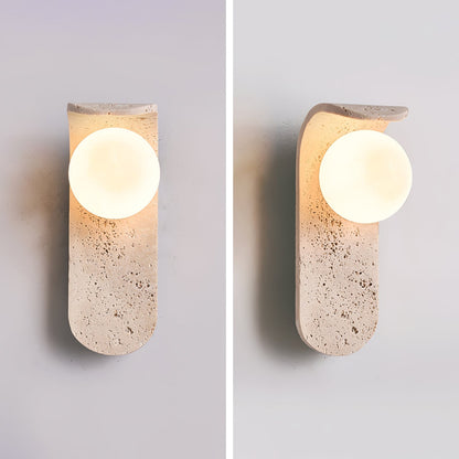 Solis Curve Wall Lamp ∅ 3.5″ x H 9.8″ / Dia 9cm x H 25cm / Yellow Travertine 1001 Wall lamp