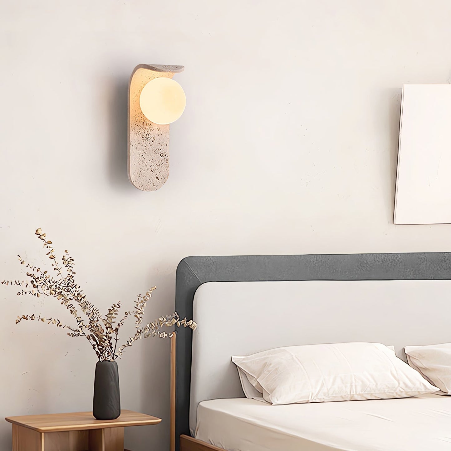 Solis Curve Wall Lamp ∅ 3.5″ x H 9.8″ / Dia 9cm x H 25cm / Yellow Travertine 1001 Wall lamp