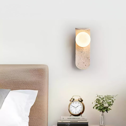 Solis Curve Wall Lamp ∅ 3.5″ x H 9.8″ / Dia 9cm x H 25cm / Yellow Travertine 1001 Wall lamp