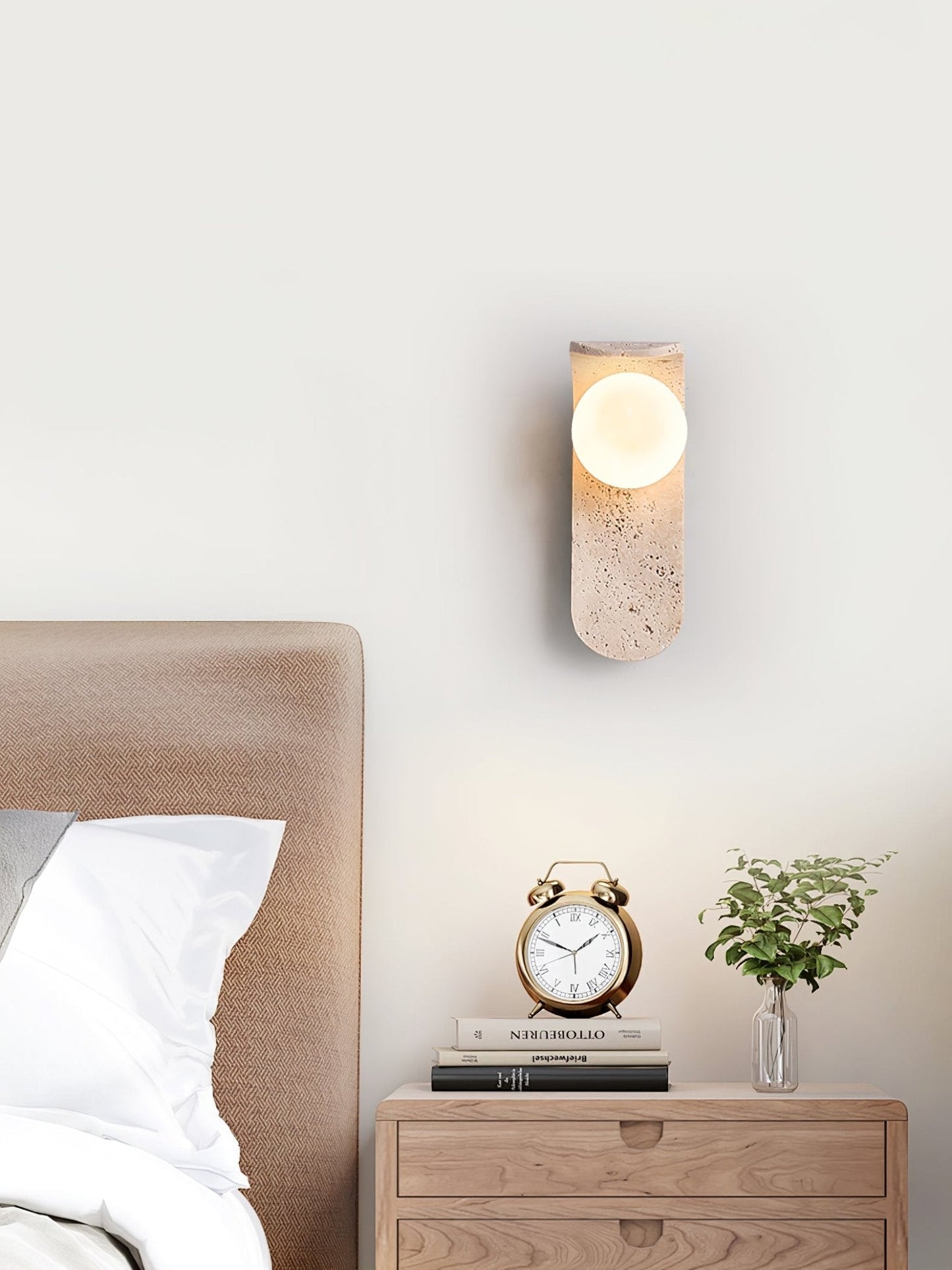 Solis Curve Wall Lamp ∅ 3.5″ x H 9.8″ / Dia 9cm x H 25cm / Yellow Travertine 1001 Wall lamp