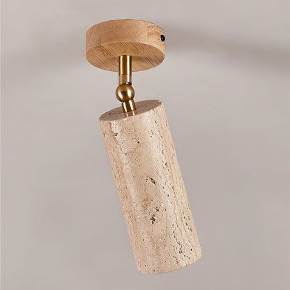 Solis Stone Spotlight ∅ 2.6″ x H 6.3″ / Wood Color & Yellow Travertine / Warm Light 1001 Ceiling lamp