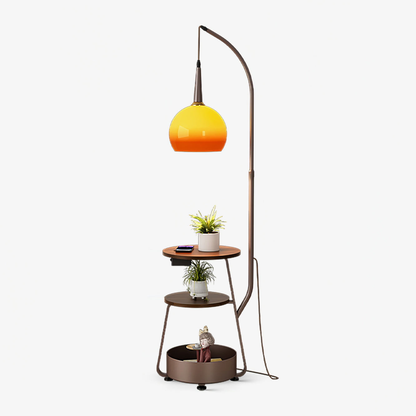Solstice Arc Floor Lamp ∅ 16.1″ x H 63″ / Brown & Caramel color / US Plug Floor lamp