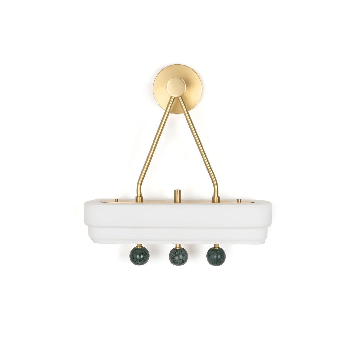 Spate Wall light ∅ 15.7″ x H 15.7″ / Dia 40cm x H 40cm / Brushed Brass & White Glass & Green Marble / Warm White Wall