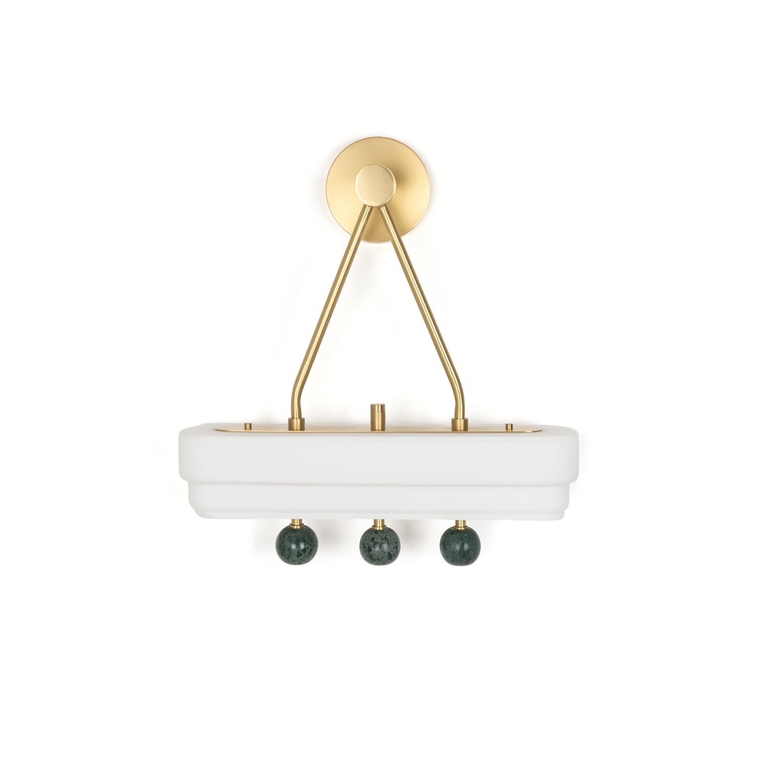 Spate Wall light ∅ 15.7″ x H 15.7″ / Dia 40cm x H 40cm / Brushed Brass & White Glass & Green Marble / Warm White Wall