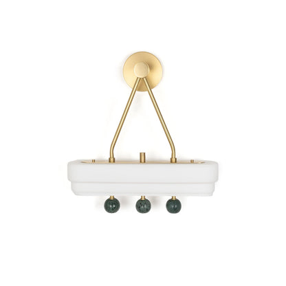 Spate Wall light ∅ 15.7″ x H 15.7″ / Dia 40cm x H 40cm / Brushed Brass & White Glass & Green Marble / Warm White Wall