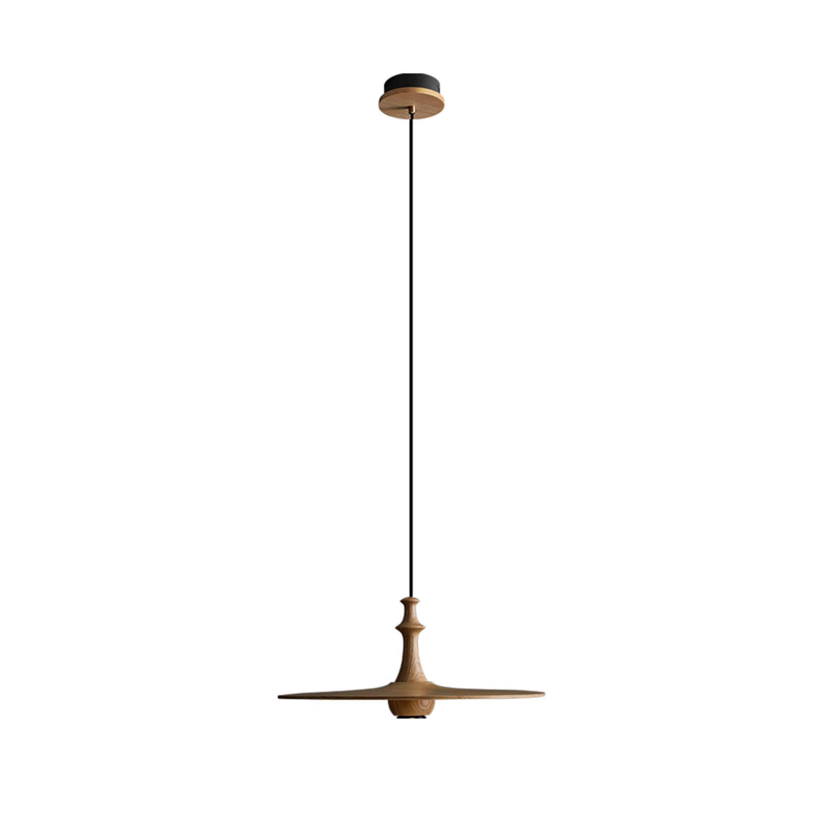 Spindle Disc Pendant Lamp 1 head: ∅ 17.7″ x H 7.9″ / Wood Color Pendant light