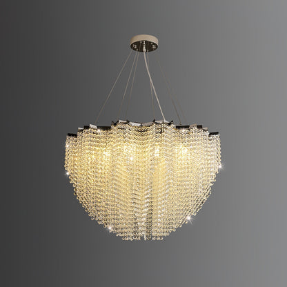 Stalizi Crystal chandelier ∅ 39.4″ x H 23.6″ / Dia 100cm x H 60cm / Chrome & Clear Crystal Chandelier