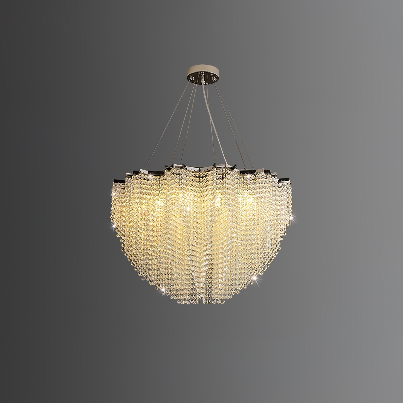 Stalizi Crystal chandelier ∅ 23.6″ x H 15.7″ / Dia 60cm x H 40cm / Chrome & Clear Crystal Chandelier