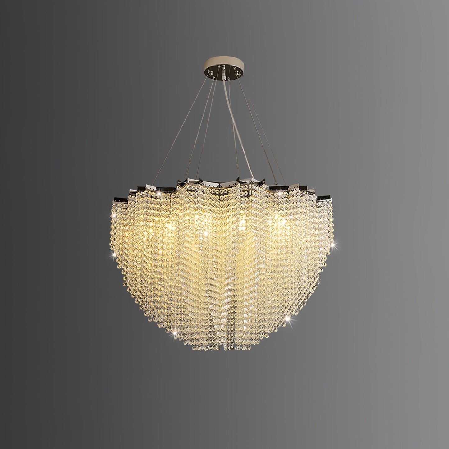 Stalizi Crystal chandelier ∅ 31.5″ x H 19.7″ / Dia 80cm x H 50cm / Chrome & Clear Crystal Chandelier