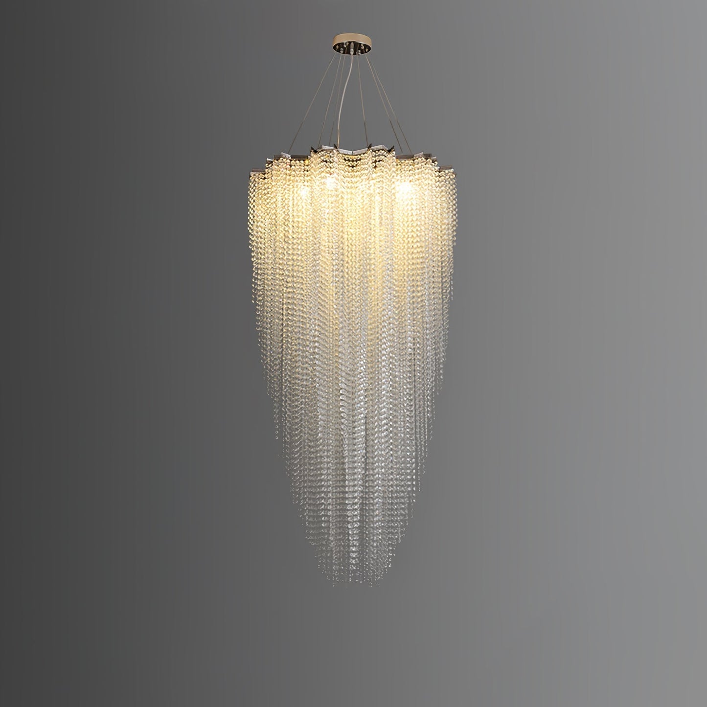 Stalizi Crystal chandelier ∅ 23.6″ x H 47.2″ / Dia 60cm x H 120cm / Chrome & Clear Crystal Chandelier