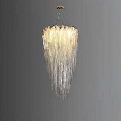 Stalizi Crystal chandelier ∅ 23.6″ x H 47.2″ / Dia 60cm x H 120cm / Chrome & Clear Crystal Chandelier