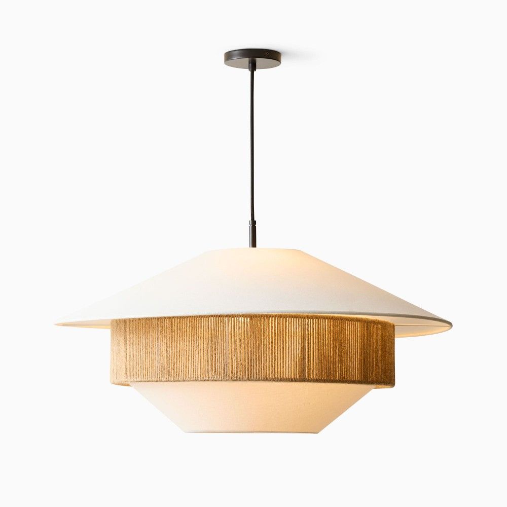 Stevie Woven Pendant Lamp ∅ 23.6″ x H 59″ / Dia 60cm x H 150cm / White & Nature Hemp rope Pendant light