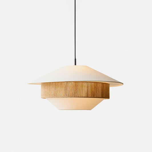 Stevie Woven Pendant Lamp ∅ 19.7″ x H 59″ / Dia 50cm x H 150cm / White & Nature Hemp rope Pendant light