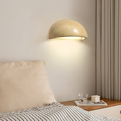 Stone Dusk Wall Light ∅ 5.9’’ x H 2.8’’ / Yellow Travertine / Warm Light Wall lamp