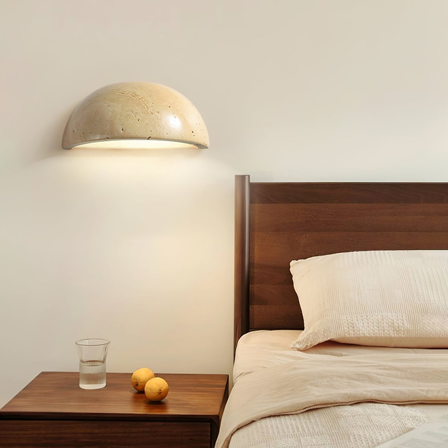Stone Dusk Wall Light ∅ 5.9’’ x H 2.8’’ / Yellow Travertine / Warm Light Wall lamp