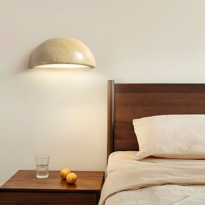 Stone Dusk Wall Light ∅ 5.9’’ x H 2.8’’ / Yellow Travertine / Warm Light Wall lamp