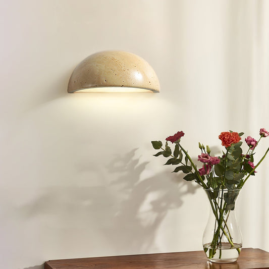 Stone Dusk Wall Light ∅ 5.9’’ x H 2.8’’ / Yellow Travertine / Warm Light Wall lamp