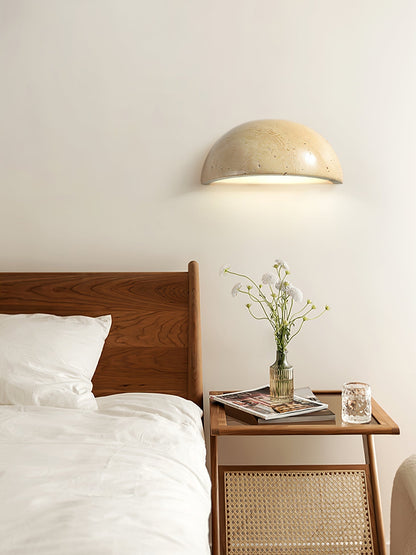 Stone Dusk Wall Light ∅ 5.9’’ x H 2.8’’ / Yellow Travertine / Warm Light Wall lamp