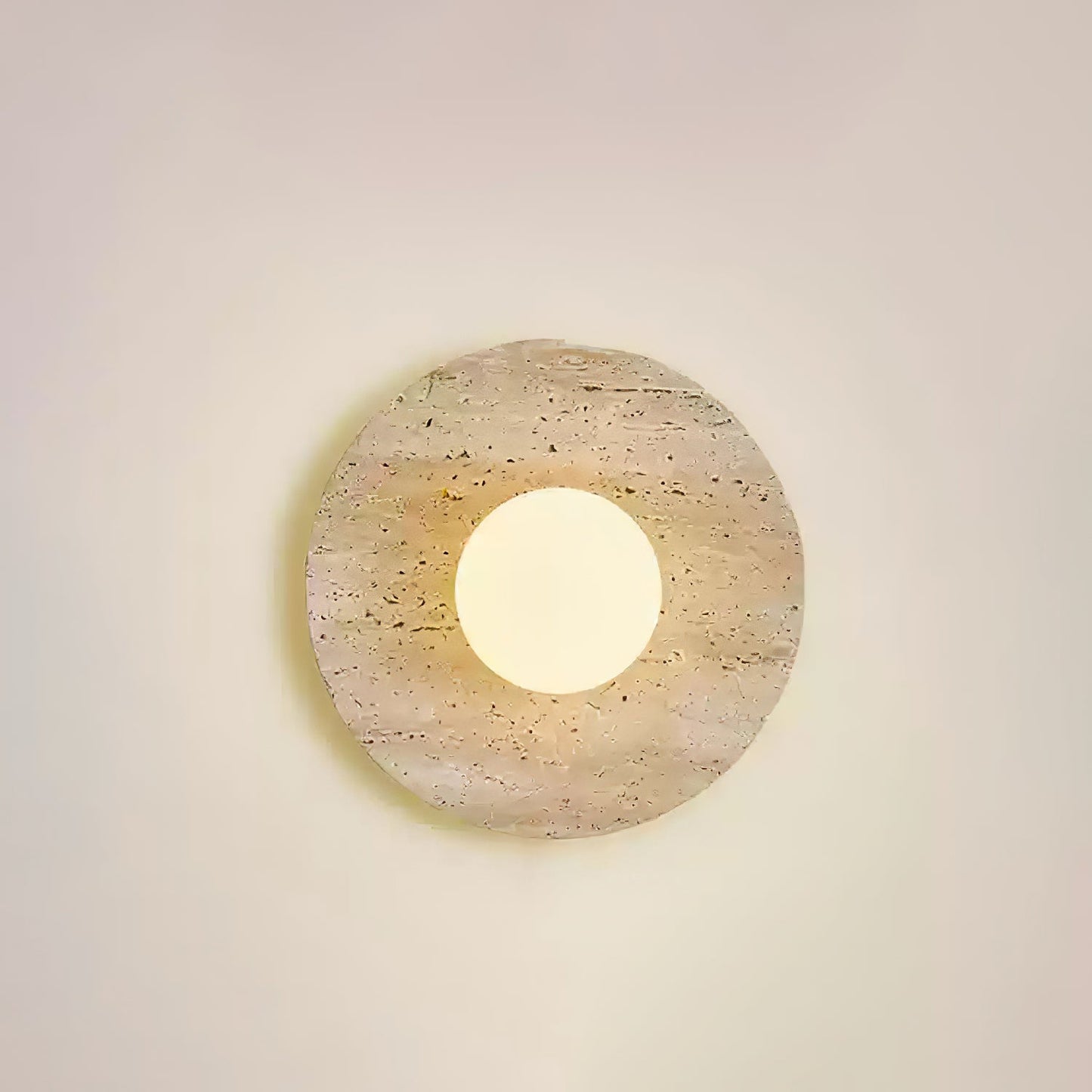 Stone Lunar Eclipse Wall Light ∅ 11.8″ x H 11.8″ / Normal Switch / Yellow Travertine & White Wall lamp