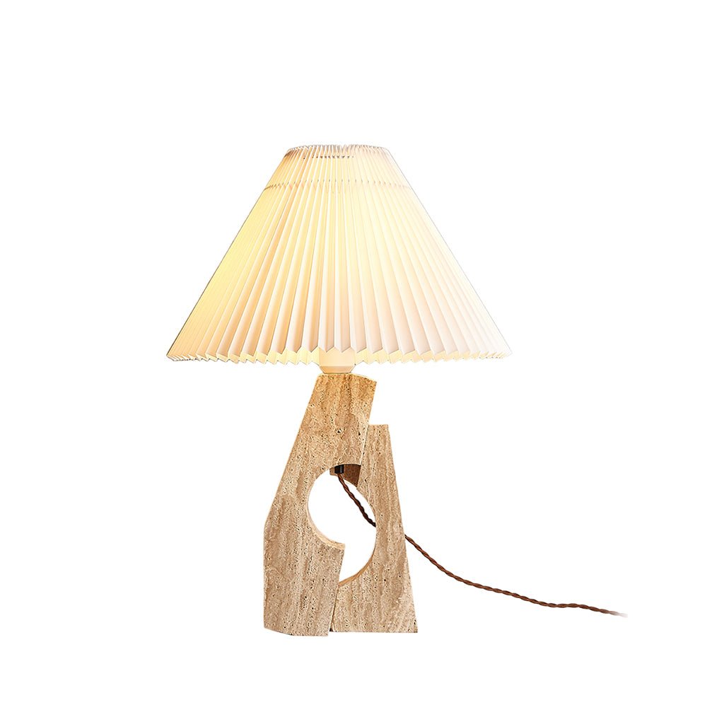 Stone Pillar Table Lamp ∅ 16.9″ x H 23.6″ / Dia 43cm x H 60cm / Beige & White / US Plug Table lamp