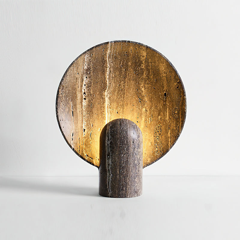 Eclipse Stone Table Lamp ∅ 11.8’’ x H 14.2’’ / Brown Travertine / US Plug Table lamp