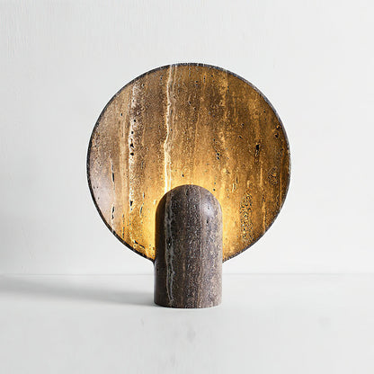 Eclipse Stone Table Lamp ∅ 11.8’’ x H 14.2’’ / Brown Travertine / US Plug Table lamp