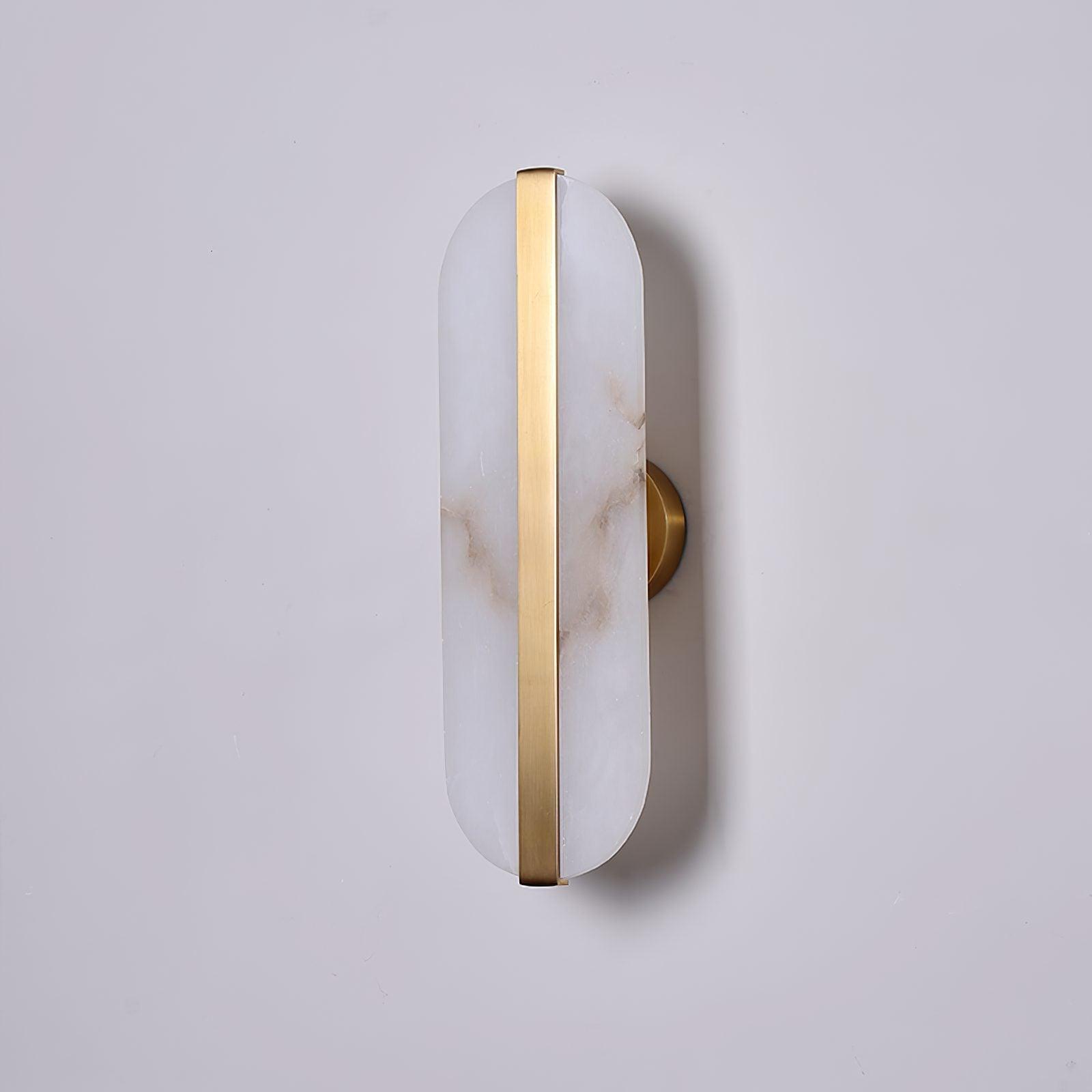Stone Wall Alabaster LED Sconce ∅ 5.1″ x H 15.7″ / Dia 13cm x H 40cm / Brass + White Wall lamp