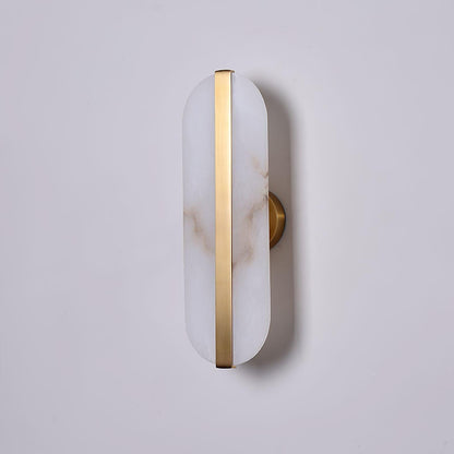 Stone Wall Alabaster LED Sconce ∅ 5.1″ x H 15.7″ / Dia 13cm x H 40cm / Brass + White Wall lamp