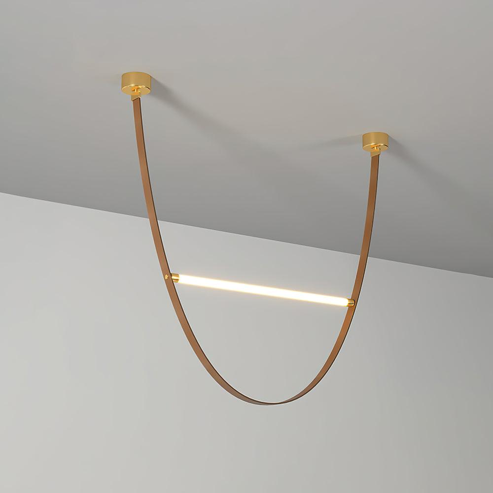Tracer Belt Pendant Lamp L 15.7″ x H 41.3″ / L 40cm x H 105cm / Gold & Light Brown / Warm Light Chandelier