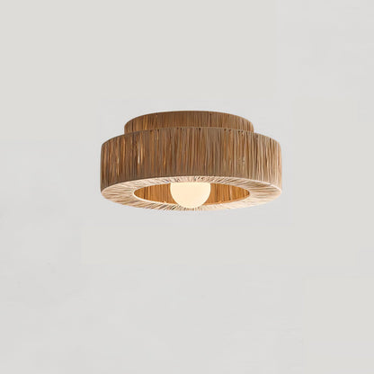 Straw Art Ceiling Lamp ∅ 13.8″ x H 7.9″ / Dia 35cm x H 20cm / Natural Straw Ceiling lamp