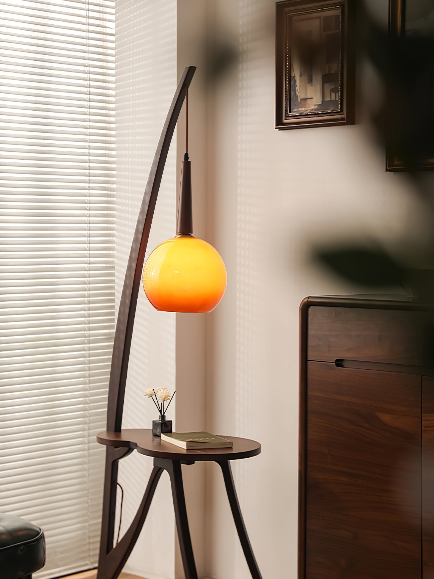 Arc Wood Hanging Floor Lamp Floor lamp