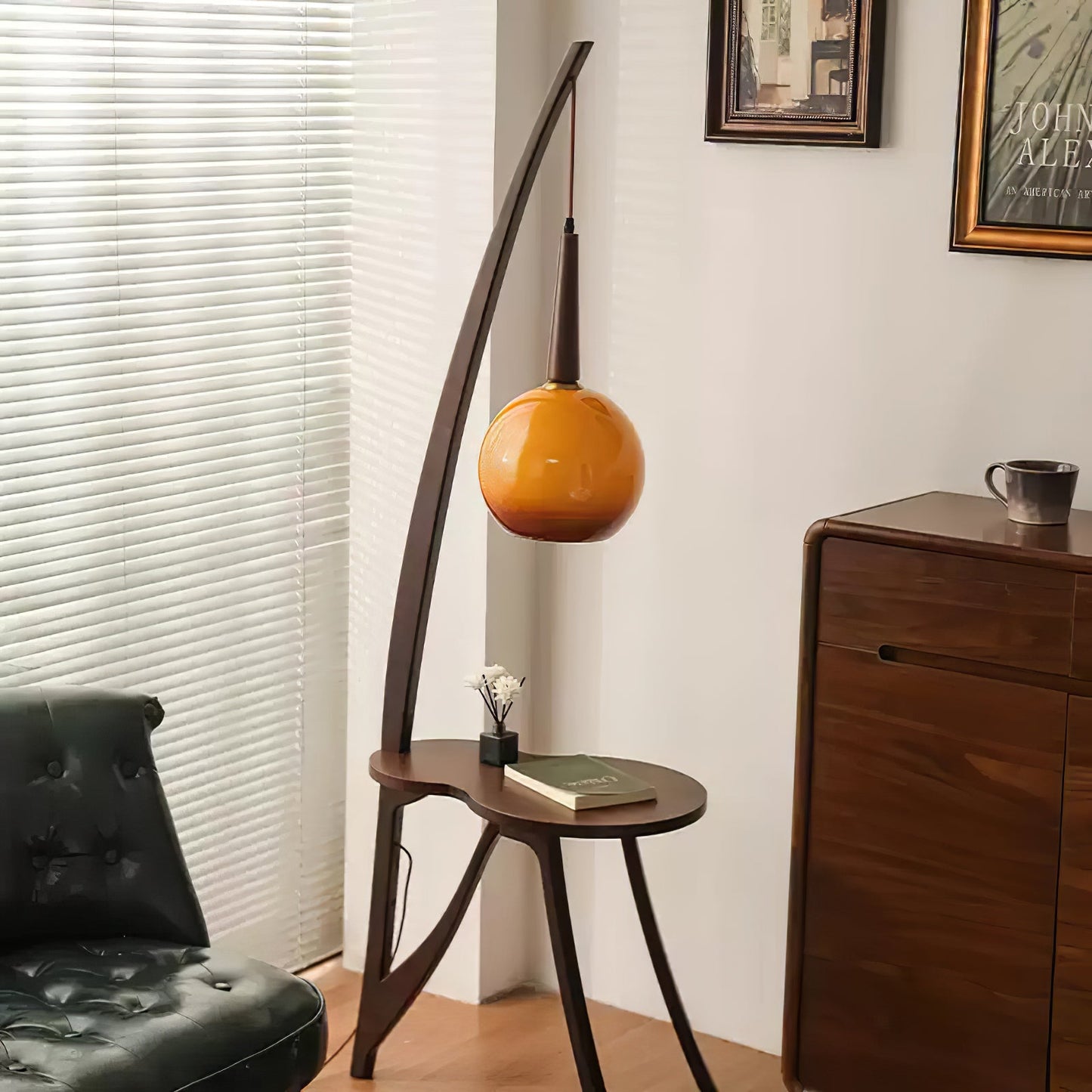 Arc Wood Hanging Floor Lamp Floor lamp
