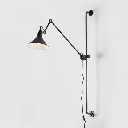 Support Frame Rocker Wall Lamp ∅ 8.3″ x H 46.5″ / Dia 21cm x H 118cm / Black & Black / US Plug Wall lamp
