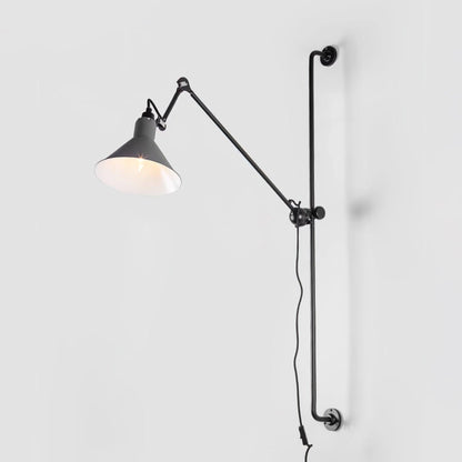 Support Frame Rocker Wall Lamp ∅ 8.3″ x H 46.5″ / Dia 21cm x H 118cm / Grey & Black / US Plug Wall lamp