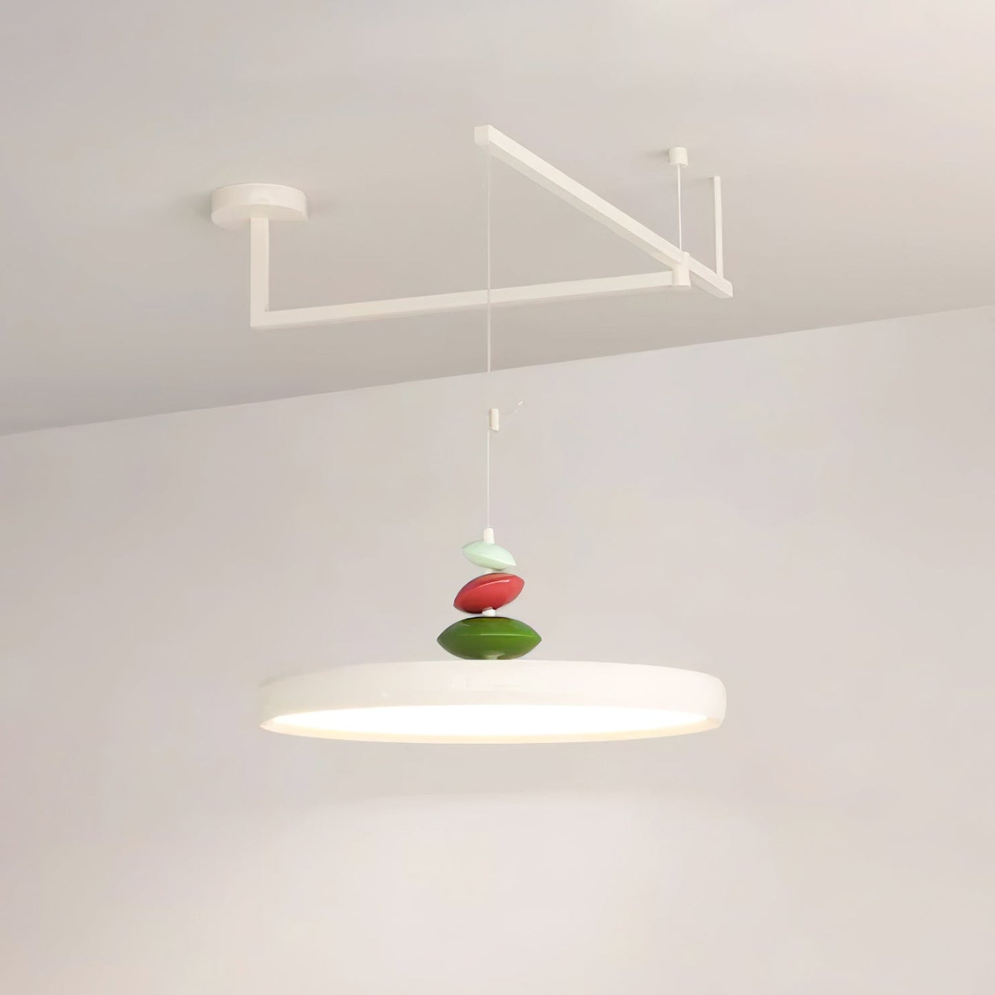 Swing Arm Stone Pendant Light ∅ 11.8″ x H 7.9″″ / Dia 30cm x H 20cm / White / Warm Light Pendant light