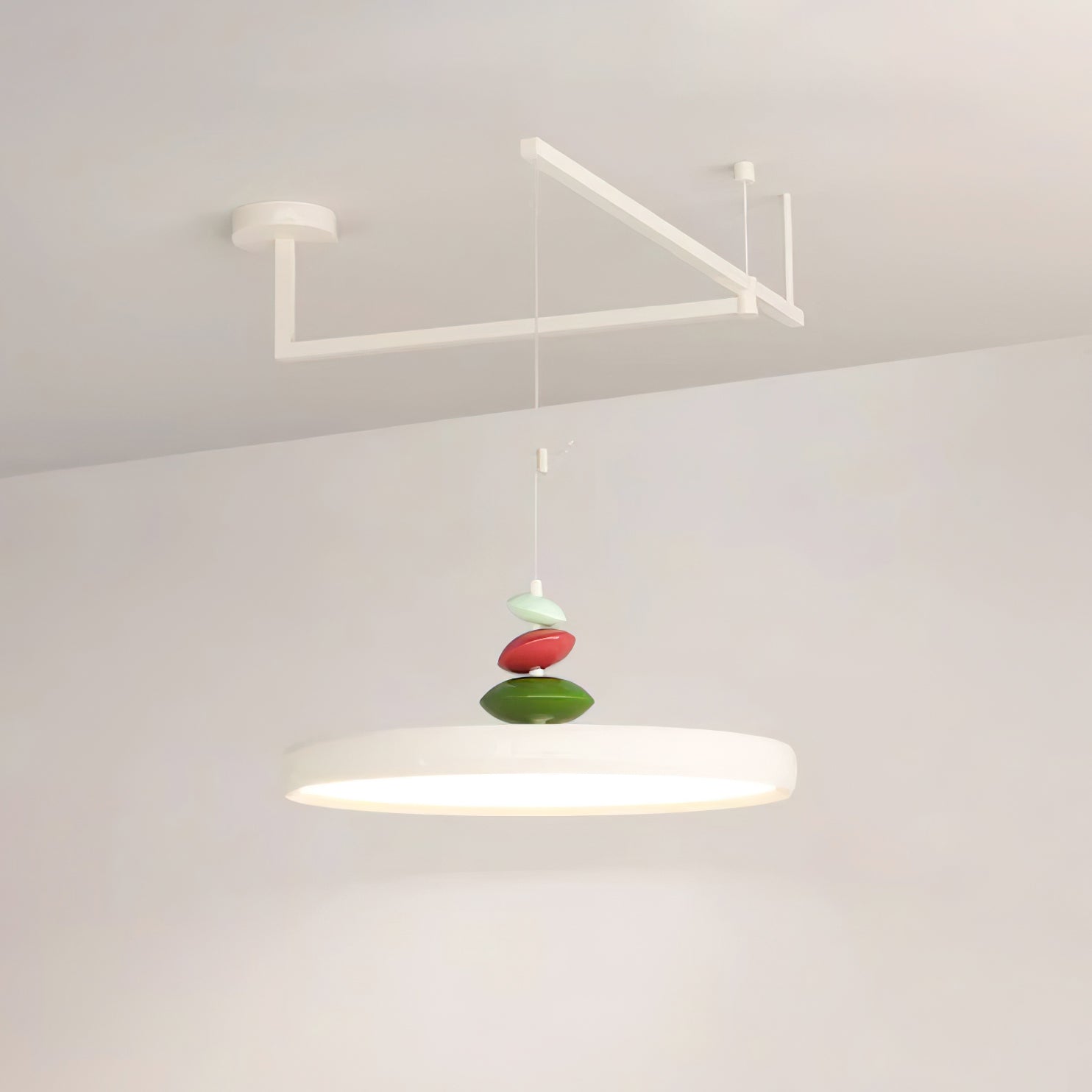 Swing Arm Stone Pendant Light ∅ 11.8″ x H 7.9″″ / Dia 30cm x H 20cm / White / Warm Light Pendant light