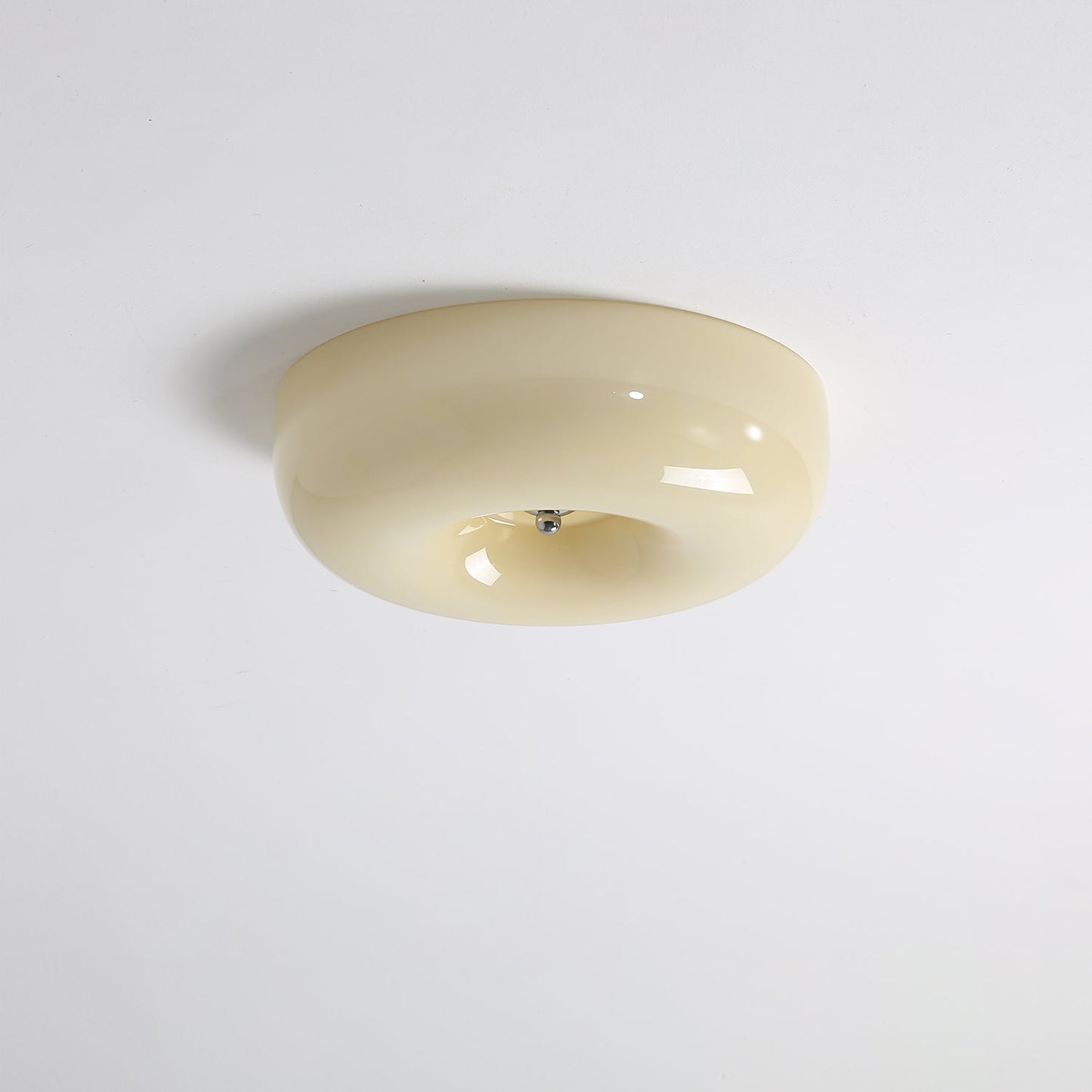 Swirl Glass Ceiling Lamp ∅ 12.6″ x H 3.9″ / Beige & Chrome / Warm Light 1001 Ceiling lamp