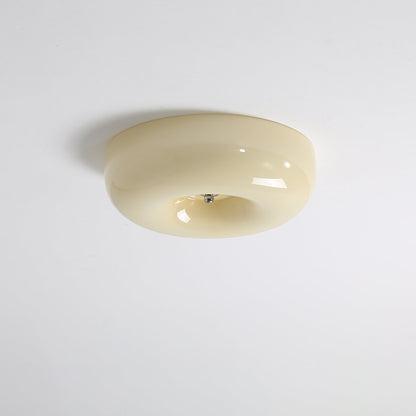 Swirl Glass Ceiling Lamp ∅ 12.6″ x H 3.9″ / Beige & Chrome / Warm Light 1001 Ceiling lamp