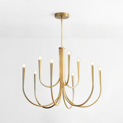 Swoop Arm Chandelier 3 + 6 heads ∅ 31.5″ x H 19.7″ / Copper Chandelier