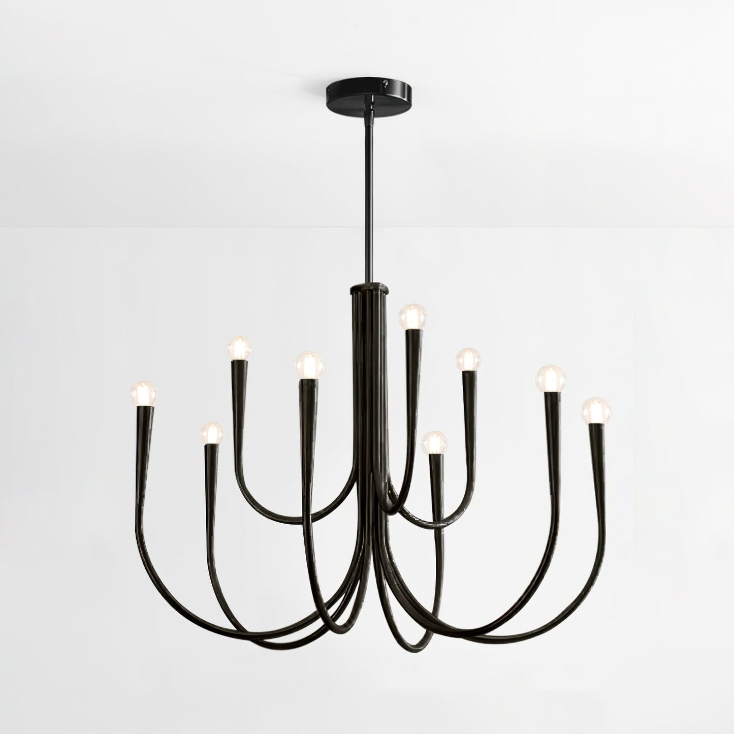 Swoop Arm Chandelier 3 + 6 heads ∅ 31.5″ x H 19.7″ / Black Chandelier