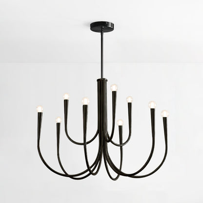 Swoop Arm Chandelier 3 + 6 heads ∅ 31.5″ x H 19.7″ / Black Chandelier