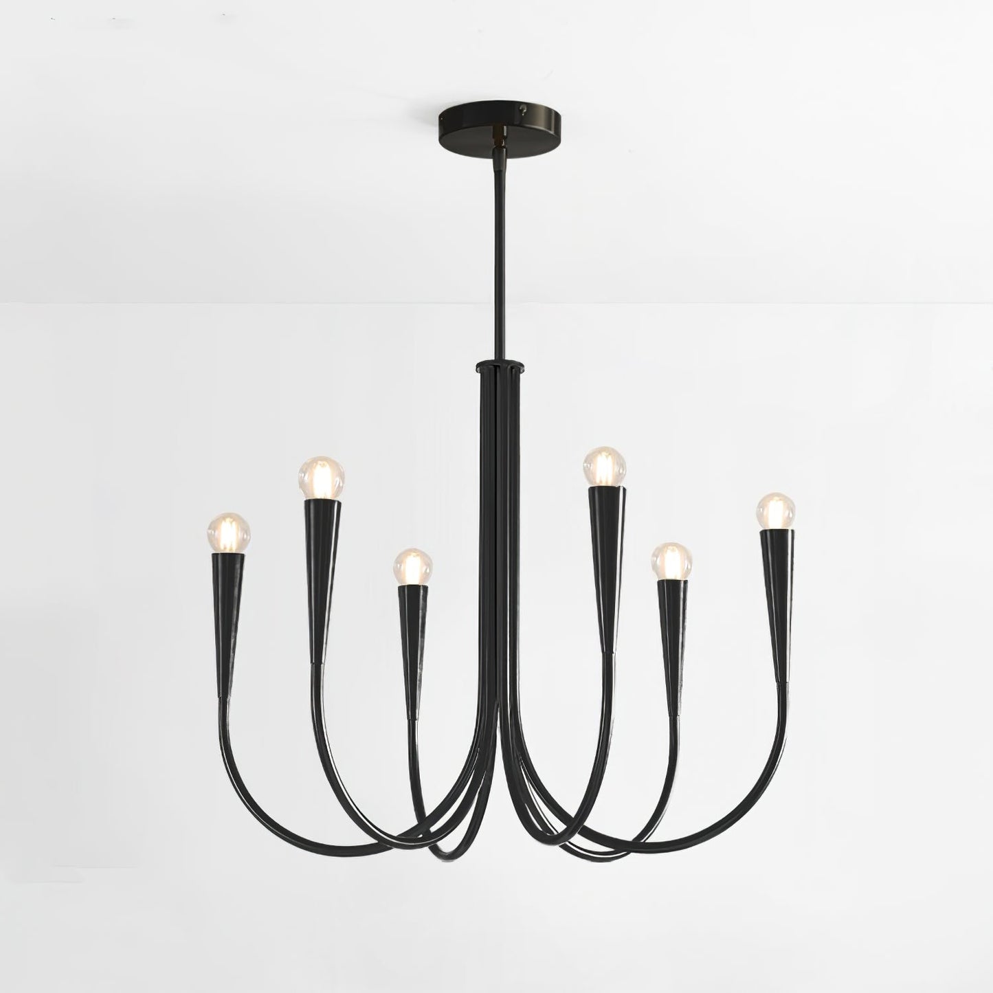 Swoop Arm Chandelier 6 heads ∅ 25.6″ x H 19.7″ / Black Chandelier