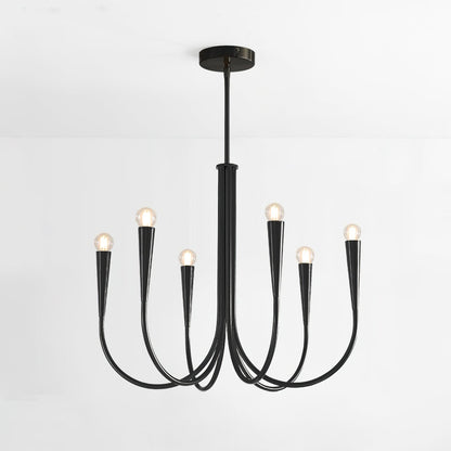 Swoop Arm Chandelier 6 heads ∅ 25.6″ x H 19.7″ / Black Chandelier