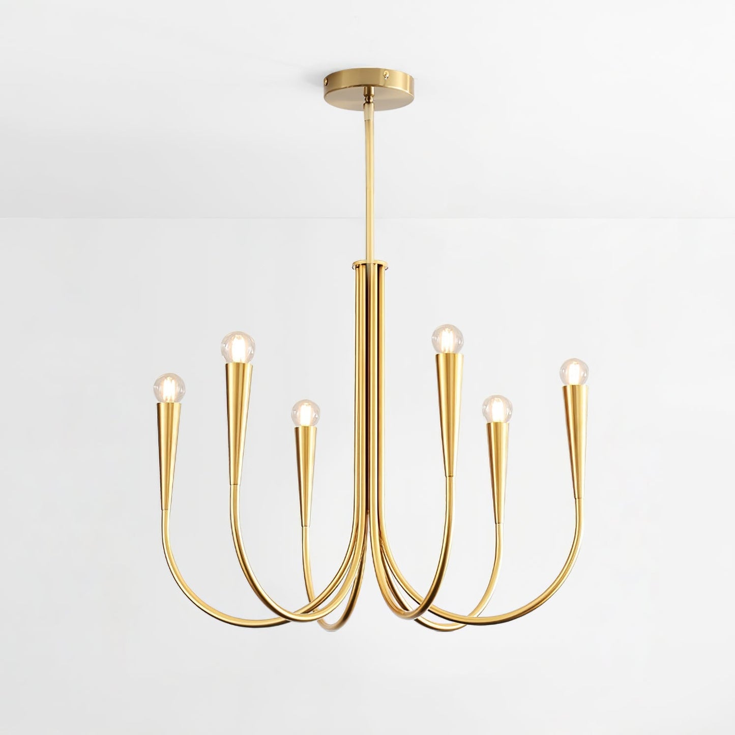 Swoop Arm Chandelier 6 heads ∅ 25.6″ x H 19.7″ / Copper Chandelier