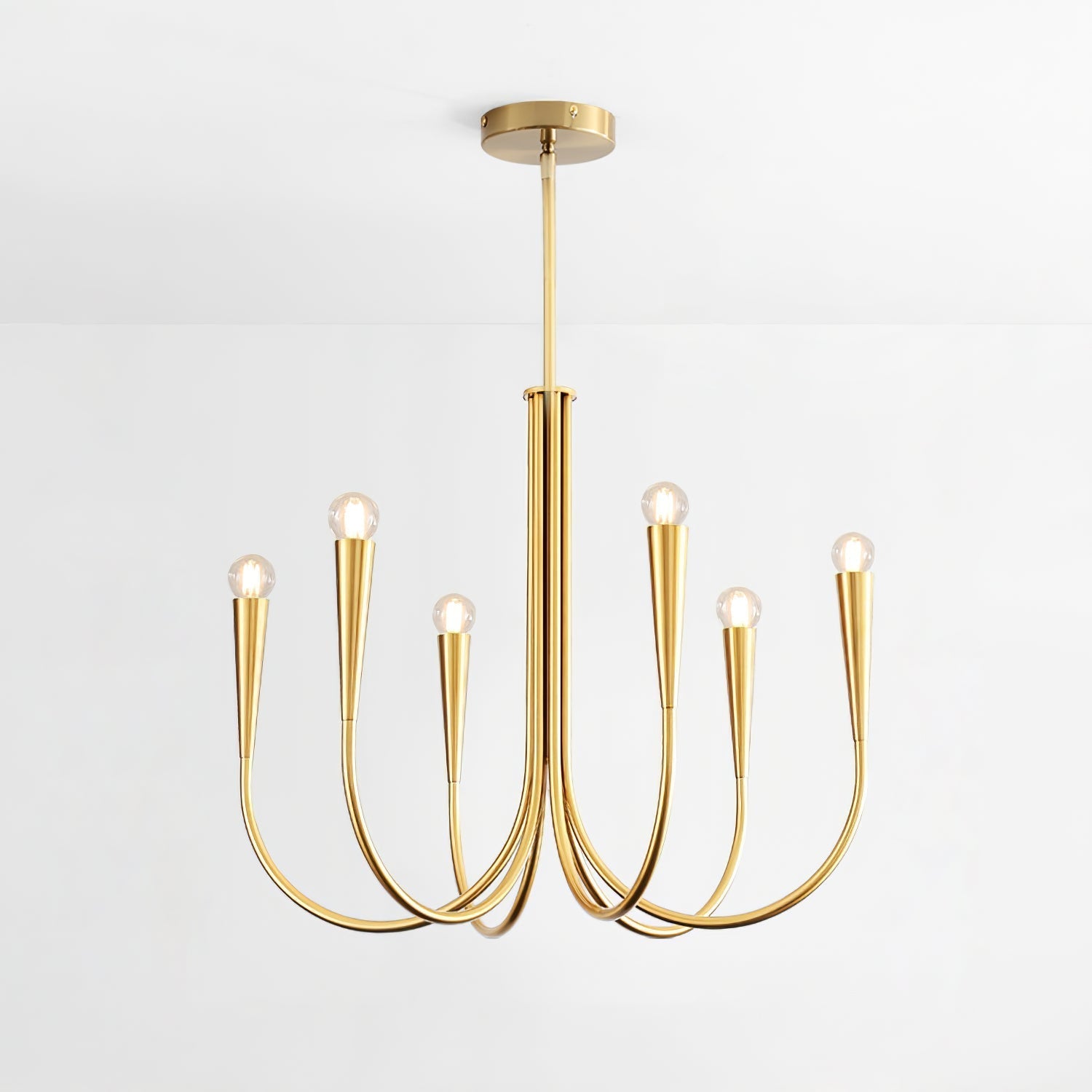 Swoop Arm Chandelier 6 heads ∅ 25.6″ x H 19.7″ / Copper Chandelier