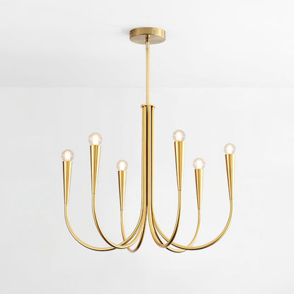 Swoop Arm Chandelier 6 heads ∅ 25.6″ x H 19.7″ / Copper Chandelier