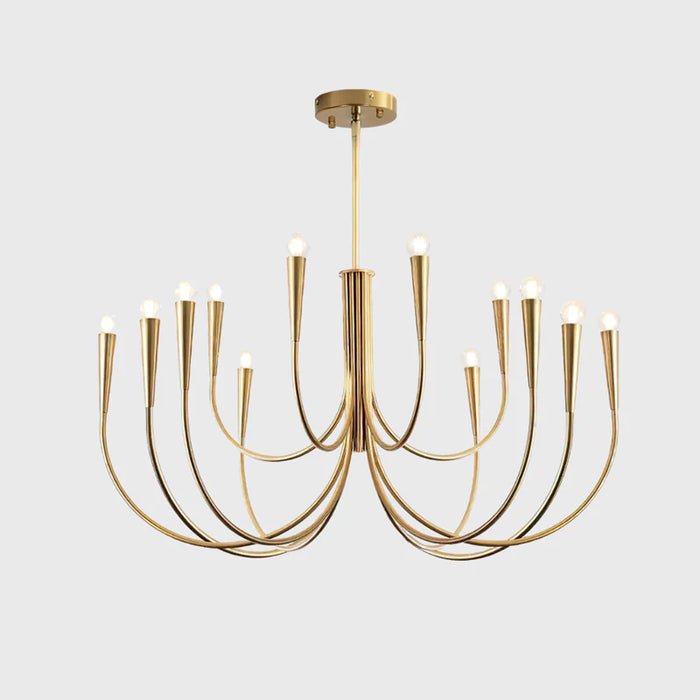 Swoop Arm Chandelier 4 + 8 heads ∅ 39.4″ x H 21.7″ / Copper Chandelier