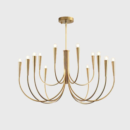 Swoop Arm Chandelier 4 + 8 heads ∅ 39.4″ x H 21.7″ / Copper Chandelier