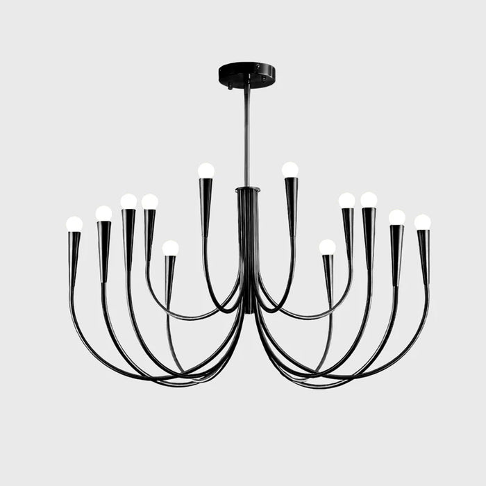 Swoop Arm Chandelier 4 + 8 heads ∅ 39.4″ x H 21.7″ / Black Chandelier