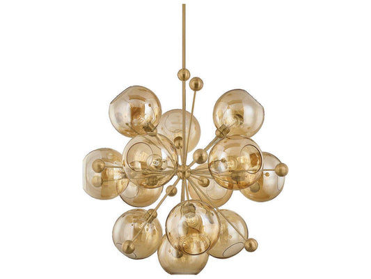 Troy Lighting Ellory 13-Light Chandelier in Patina Brass with Bronze Glass